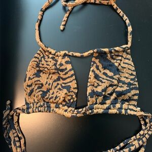 Tiger Print Halter Bikini Top